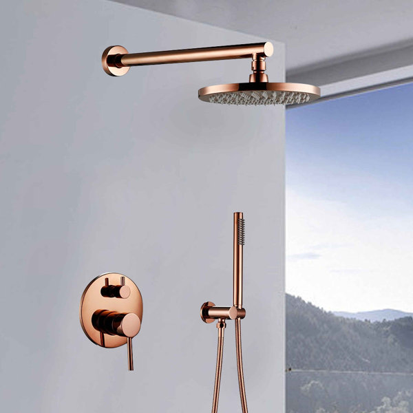FontanaShowers Fontana Rose Gold Sierra Solid Brass Wall Mount Round
